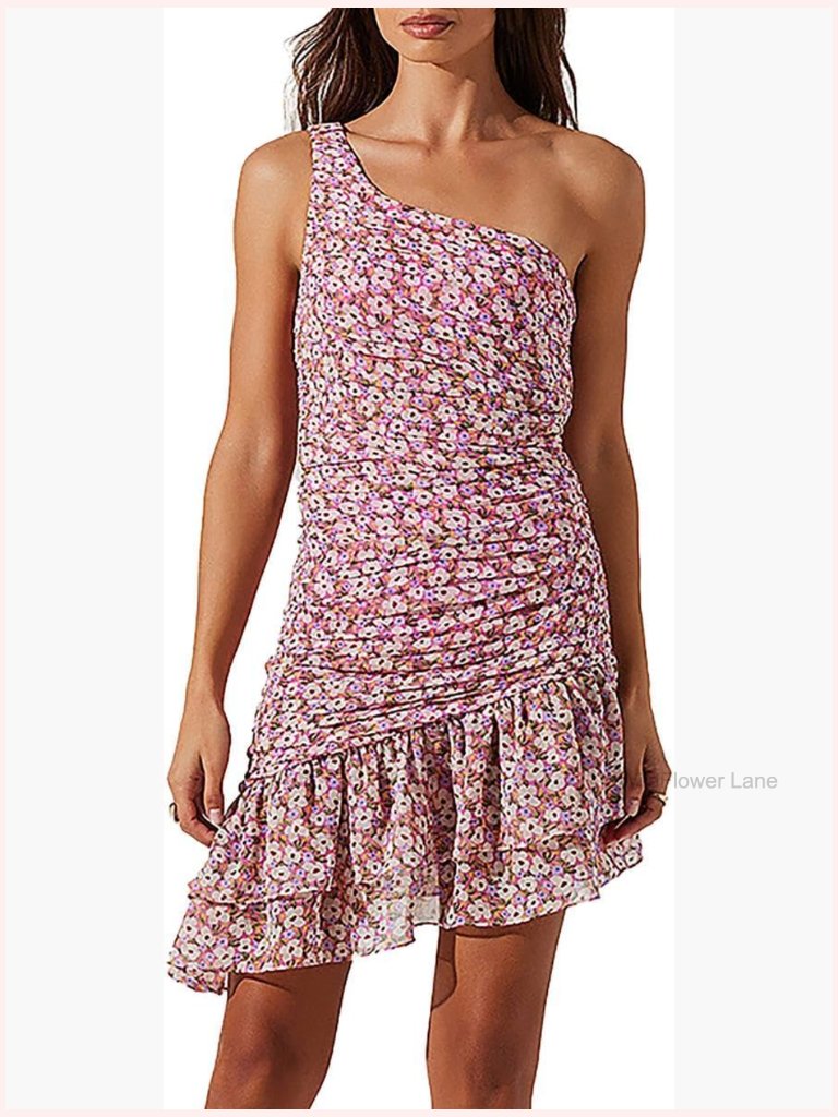 Off Shoulder Mini Fit & Flare Dress - Sleeveless Zipper
